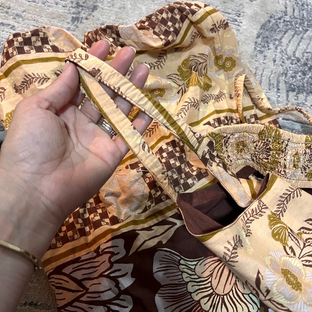 Free People Brown and Cream Floral Jumpsuit - Picture 6 of 7